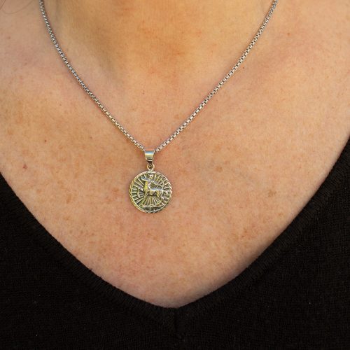 Zodiac Medallion Necklace in Sterling Silver by SUKA