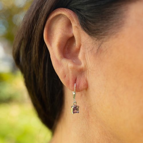 Small Square Gemstone Earrings by SUKA