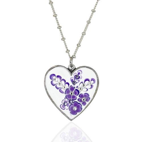 Viola Crystal Jill’s Garden Heart Pendant by Anne Koplik